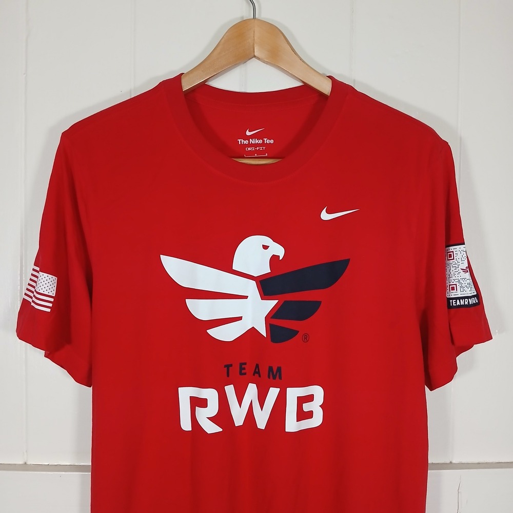 Nike Team RWB T-Shirt Mens Large Red Dri-FIT Veteran Support BV1919-657 - Picture 1 of 9